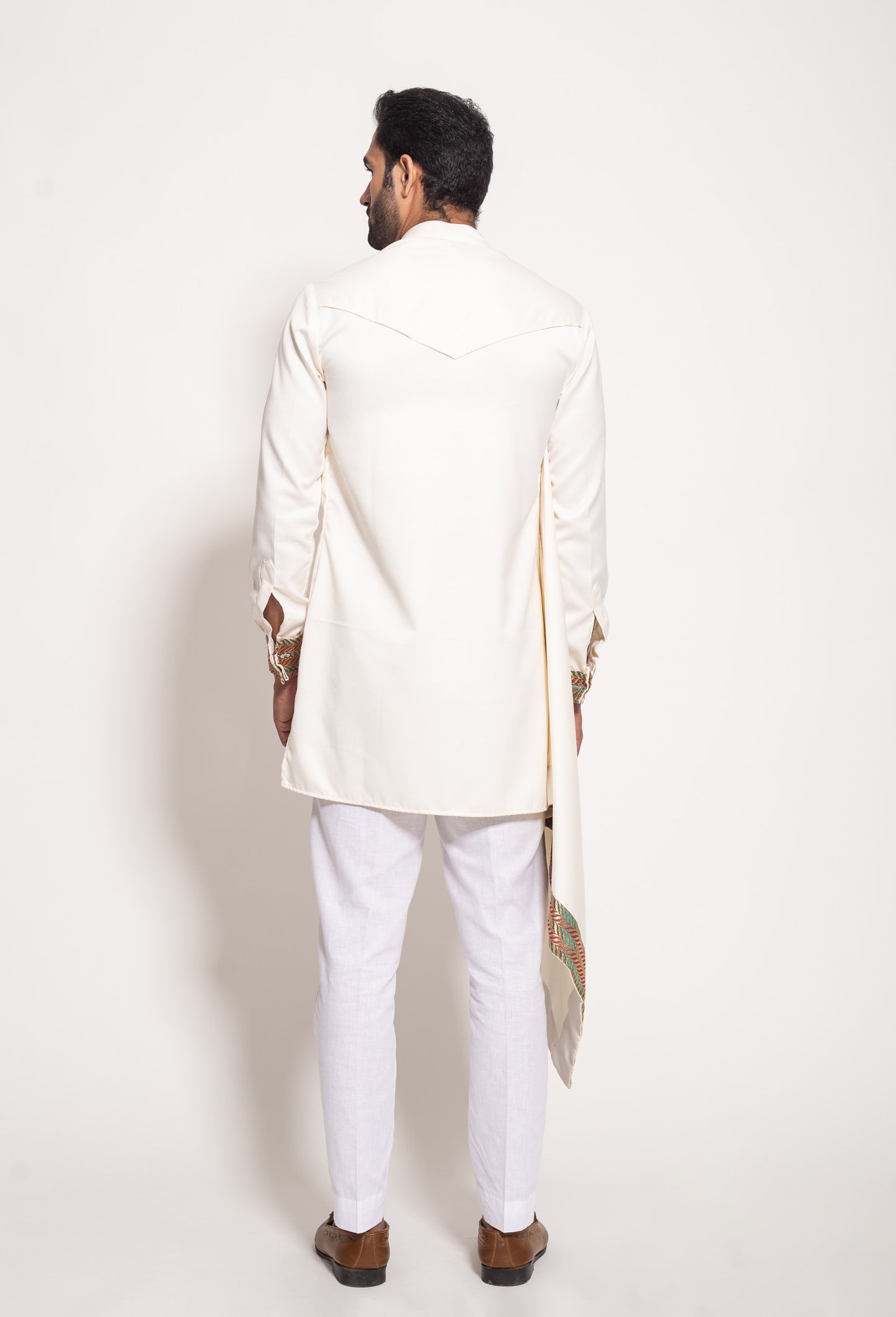 The Ivory Brocade Drape Kurta