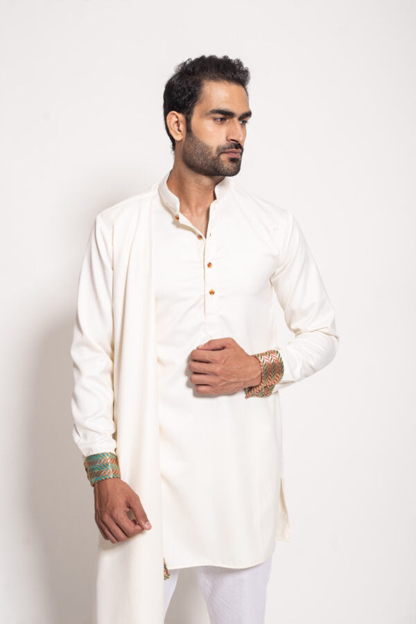 The Ivory Brocade Drape Kurta