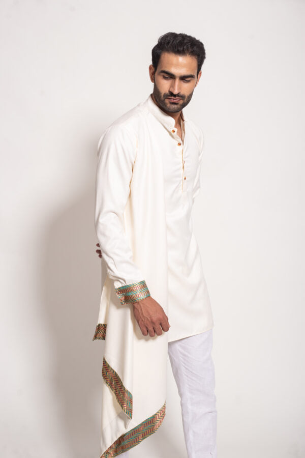 The Ivory Brocade Drape Kurta