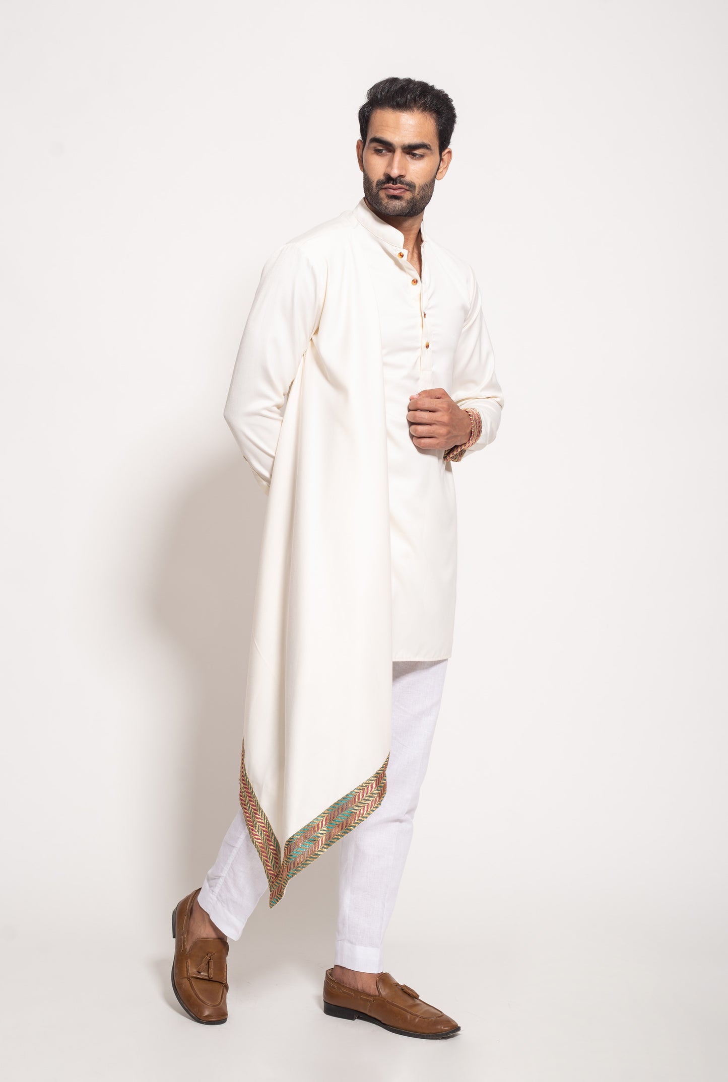 The Ivory Brocade Drape Kurta