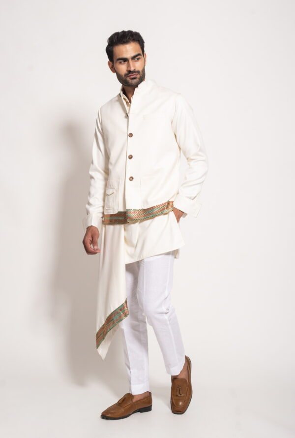 The Ivory Brocade Sleeveless Jacket