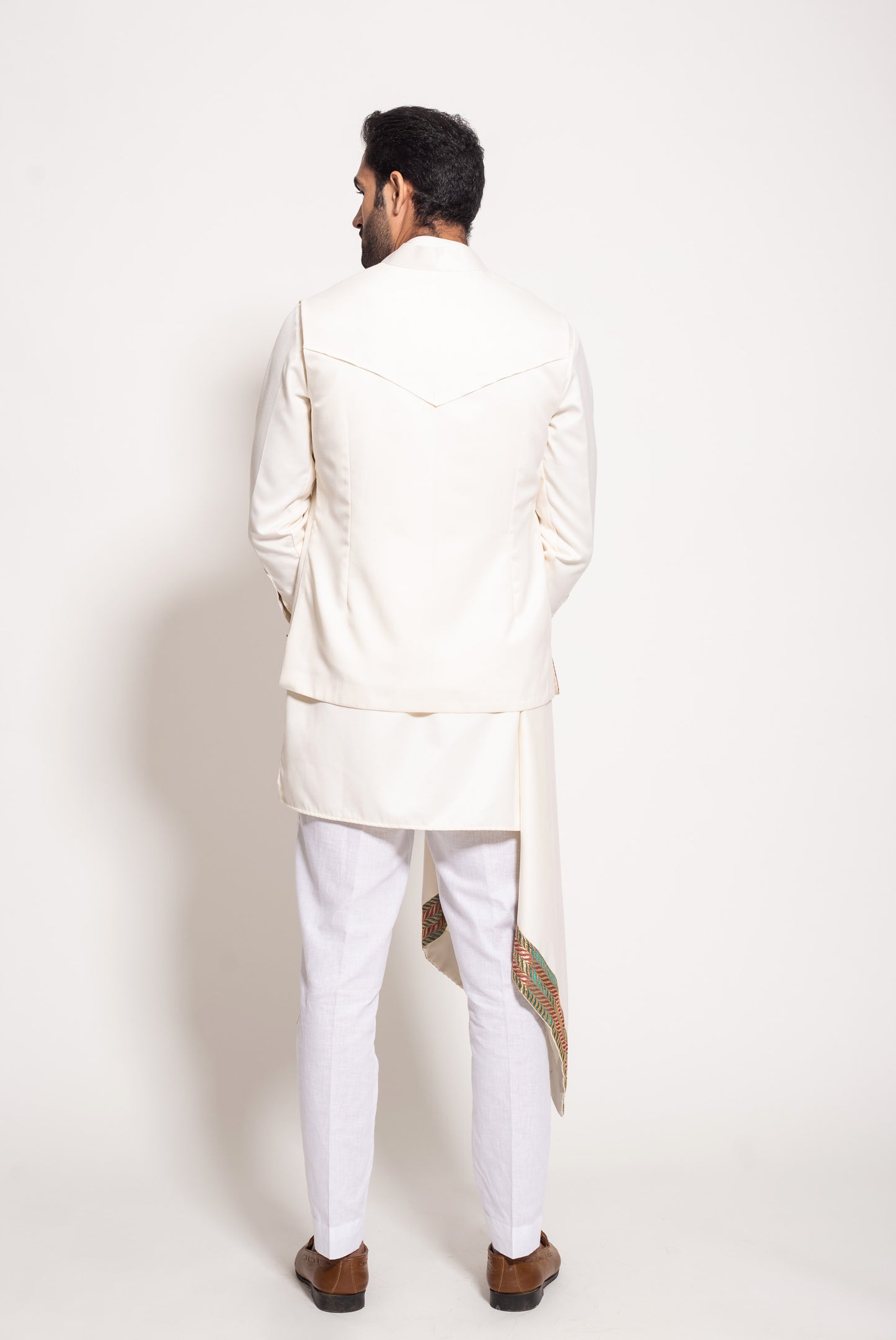 The Ivory Brocade Sleeveless Jacket