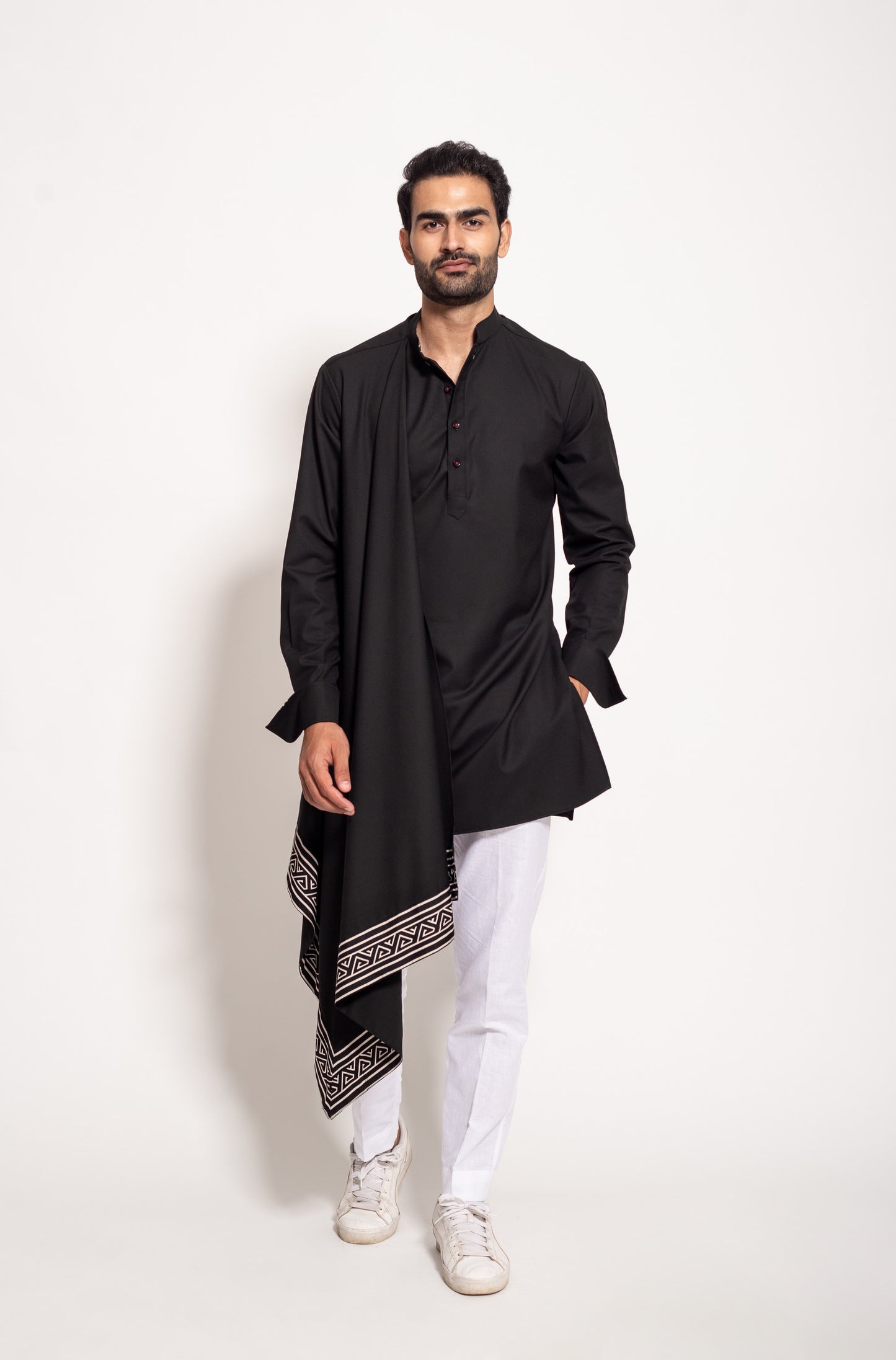 The Black Aztec Drape Kurta