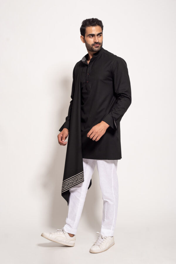 The Black Aztec Drape Kurta