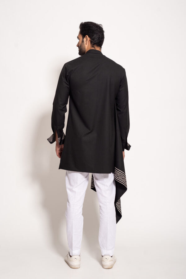 The Black Aztec Drape Kurta