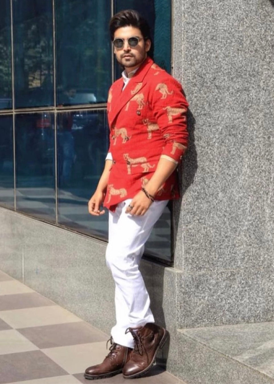 GURMEET CHOUDHARY- The Red Cheetah Double Breasted Jacket