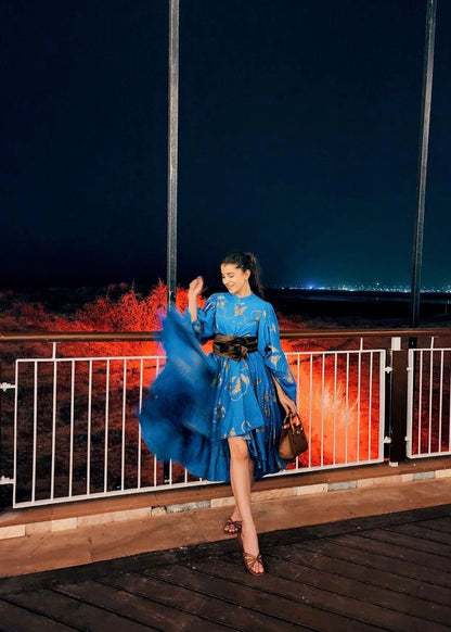 SHAURYA SANADHYA- The Cerulean Stingray Oversize Sleeve Dress