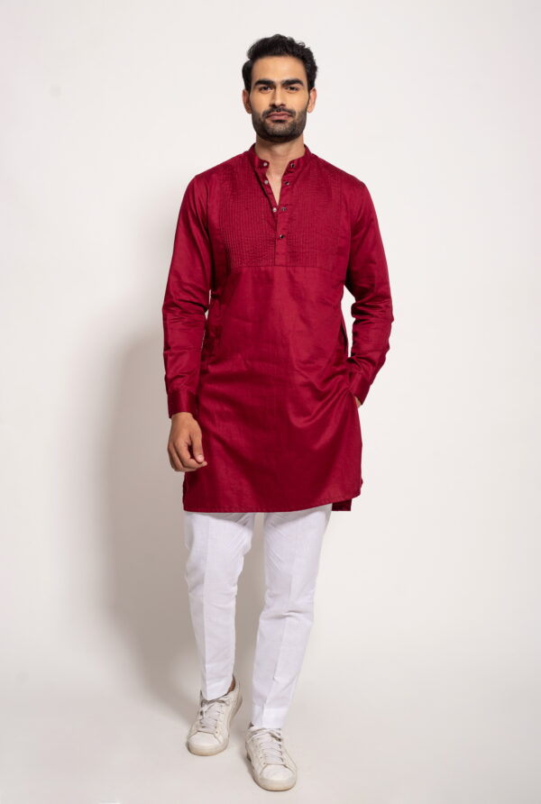 The Maroon Pleated Kurta