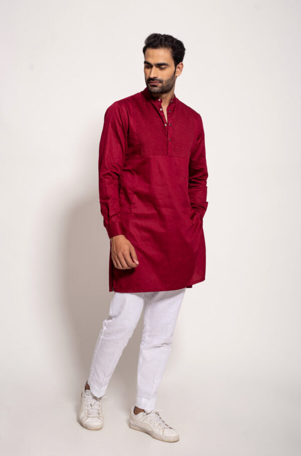 The Maroon Pleated Kurta