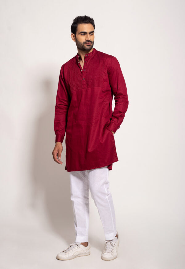 The Maroon Pleated Kurta