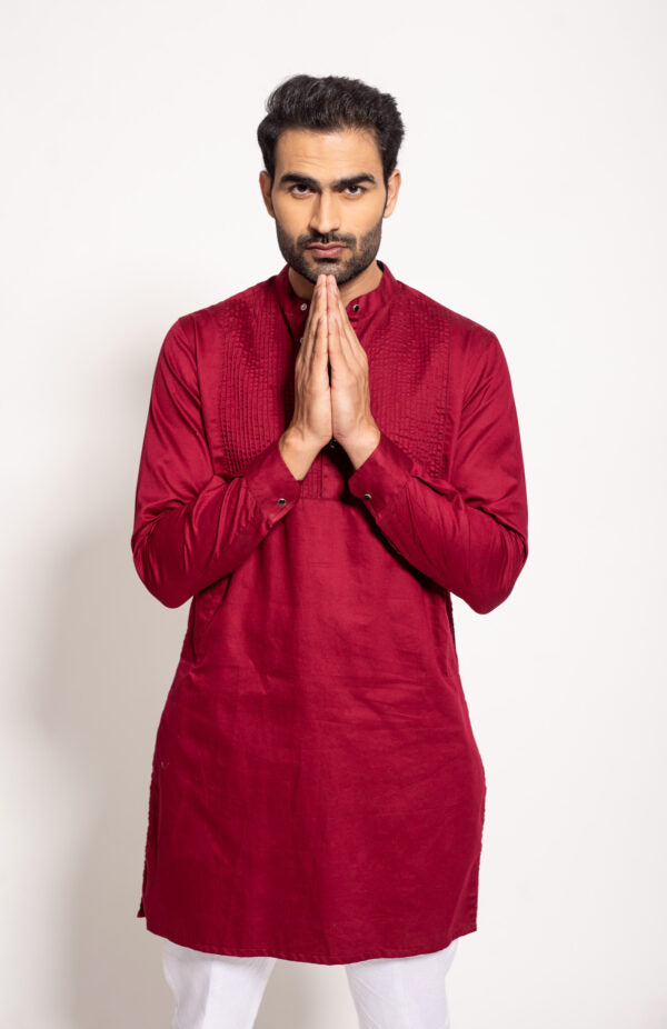 The Maroon Pleated Kurta