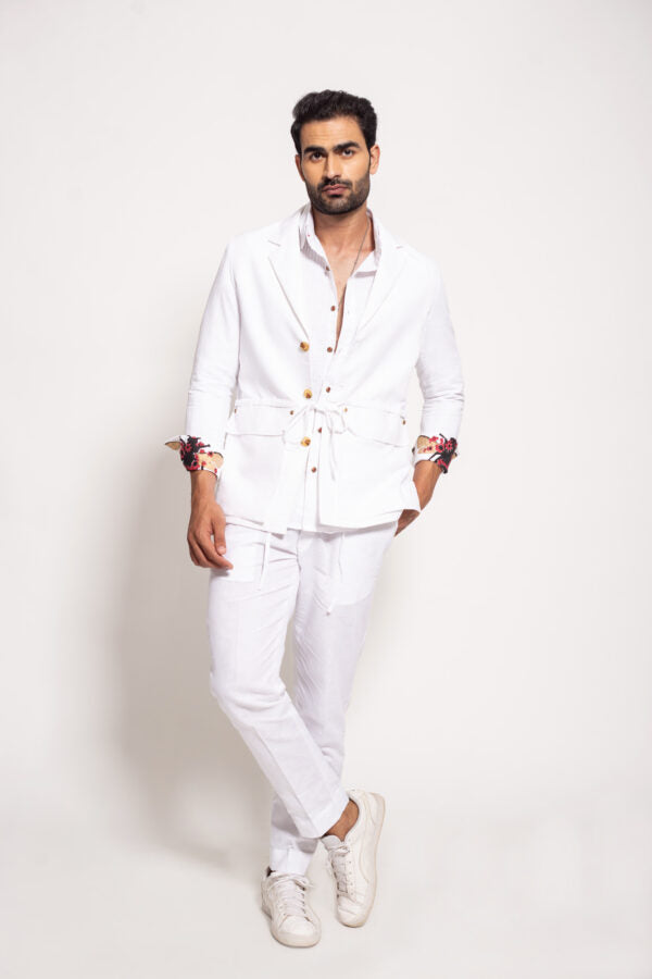 The White Linen Drawstring Jacket