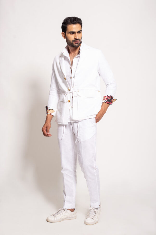 The White Linen Drawstring Jacket