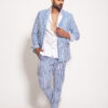 The Blue Watercolor Stripe Drawstring Jacket