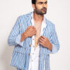 The Blue Watercolor Stripe Drawstring Jacket