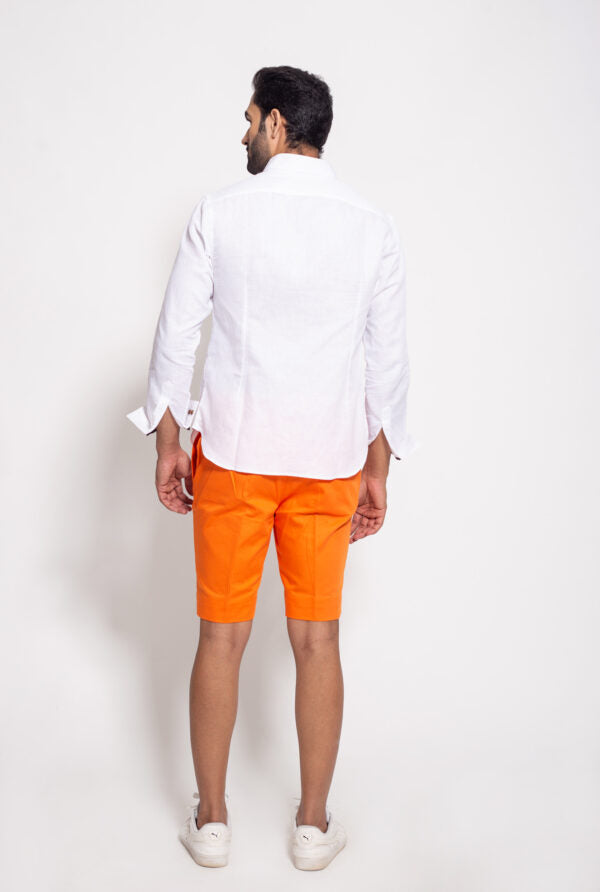 The White Linen V-panel Pintucked Shirt