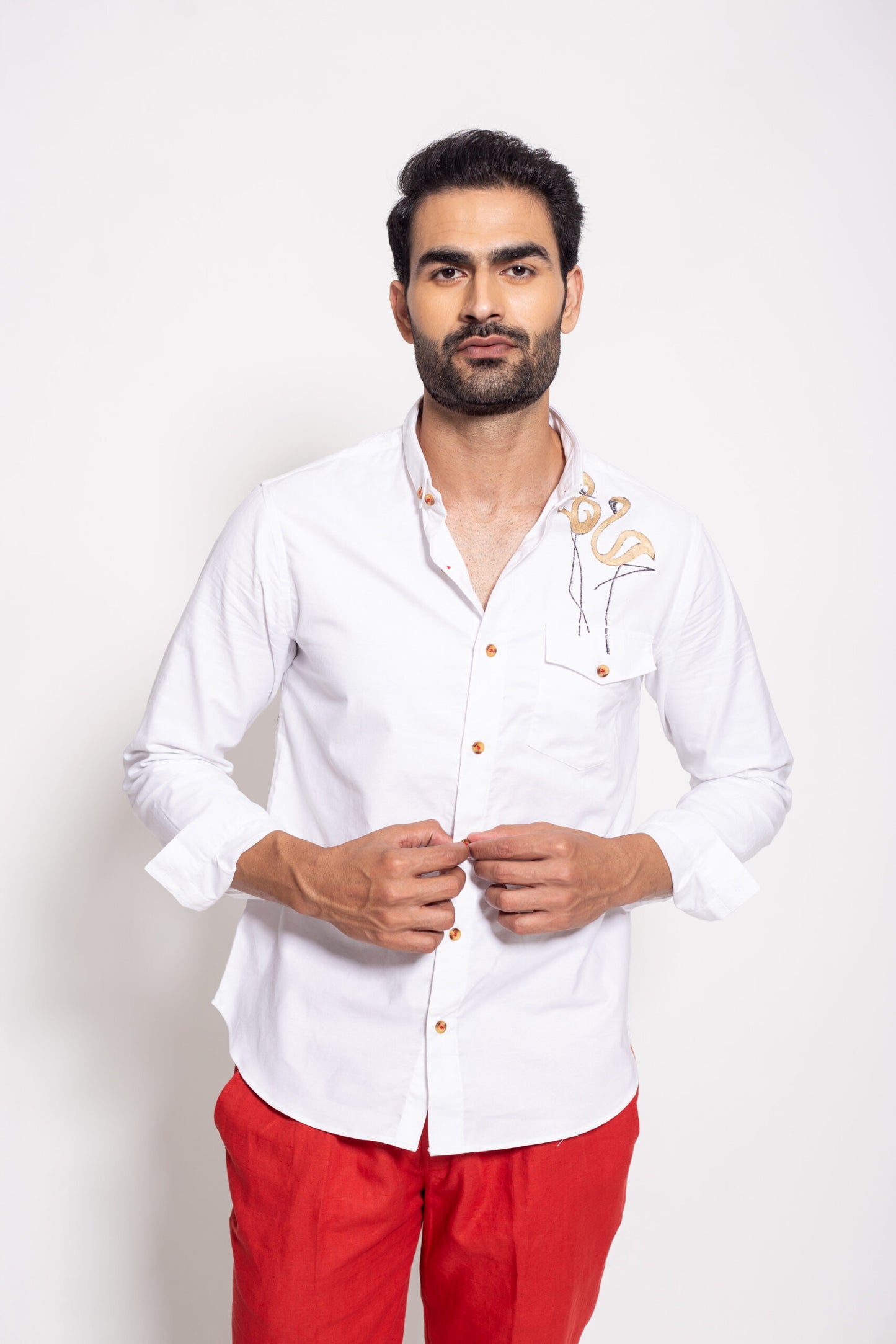 The White Oxford Flamingo Shirt