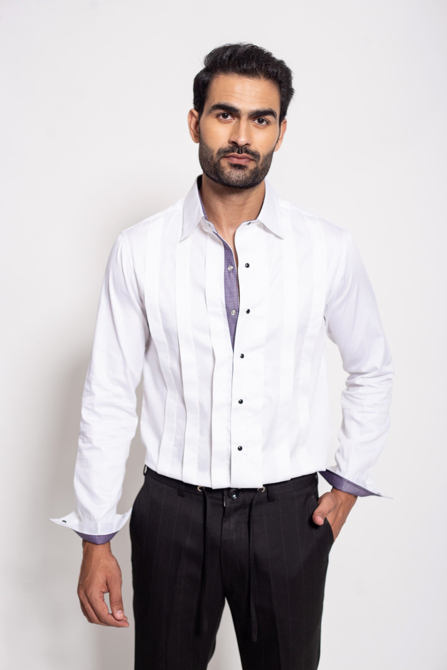 the white box pleated shirt